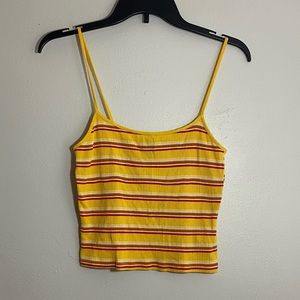 Yellow Striped Crop Top Tank